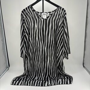 Chic Black and‎ White Zebra Print Swim Coverup Sheer